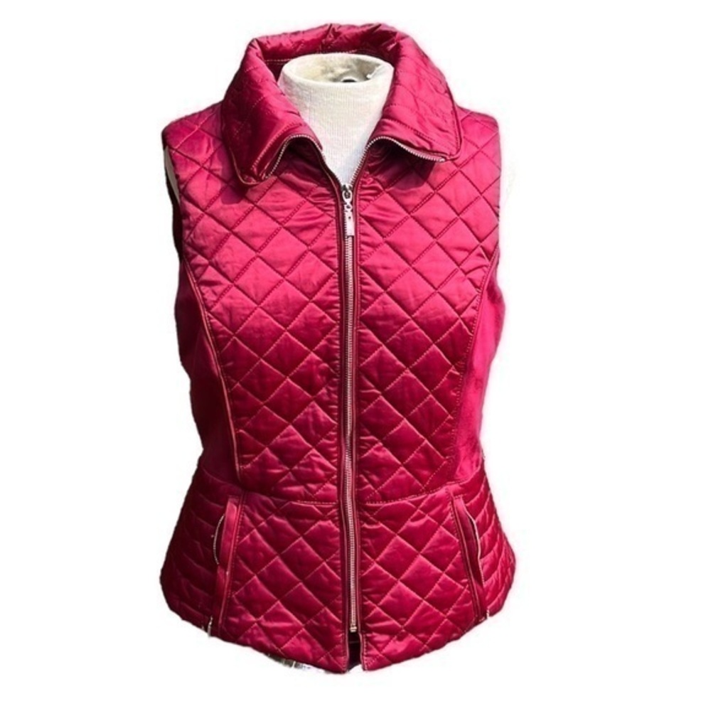 WHITE HOUSE BLACK MARKET Womens Quilted Full Zip Vest, Red Size XS